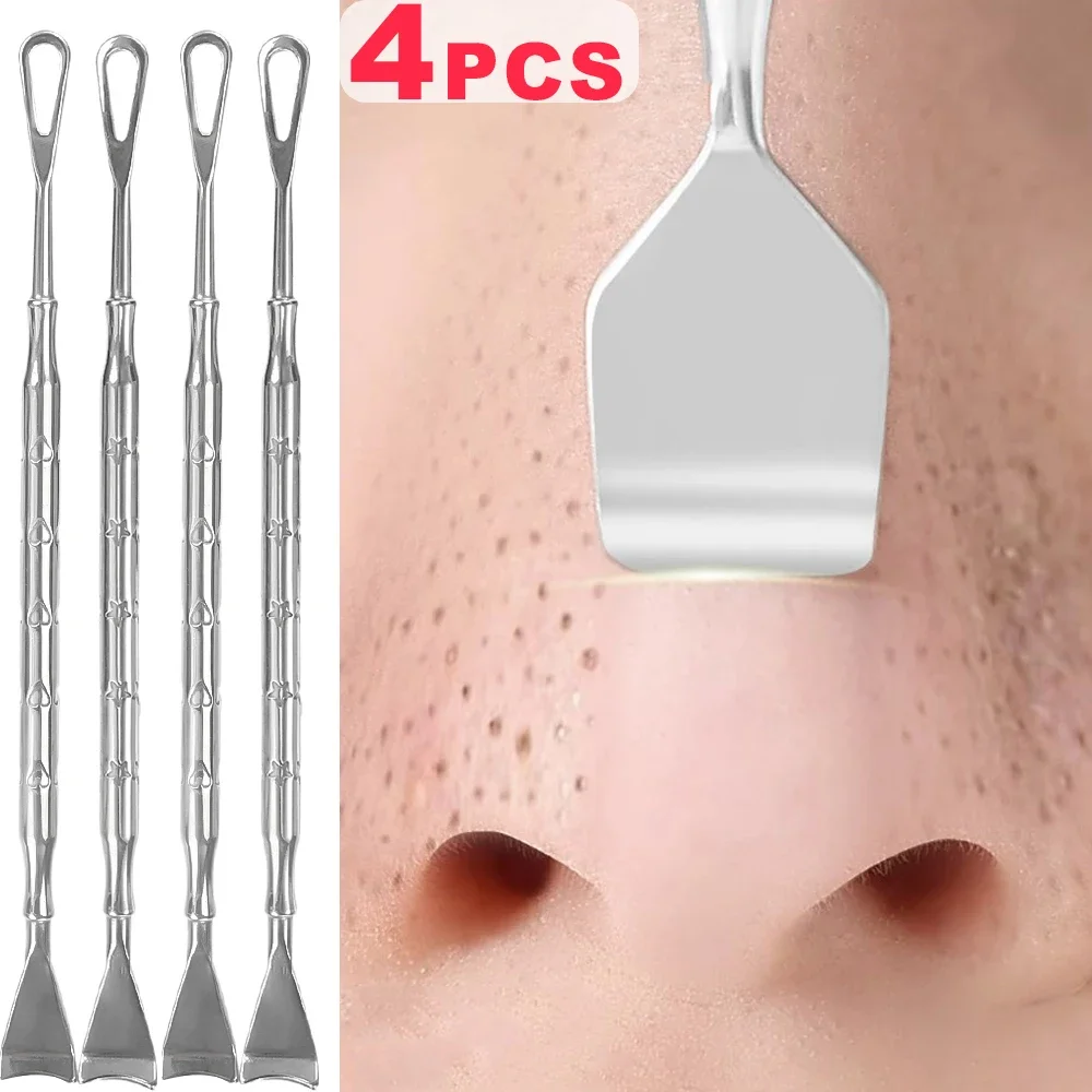 Tweekoppige Roestvrijstalen Neus Mee-Eter Duw Gezicht Schrapen Plat Duw Acne Naald Dode Huid Mee-Eter Verwijdering Tool