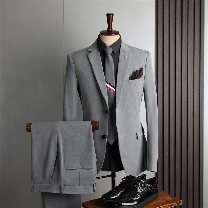 Men 2 Pieces Two Buttons Tuxedo Business Casual Coat Pants Formal Wedding Party Notch Lapel Suit