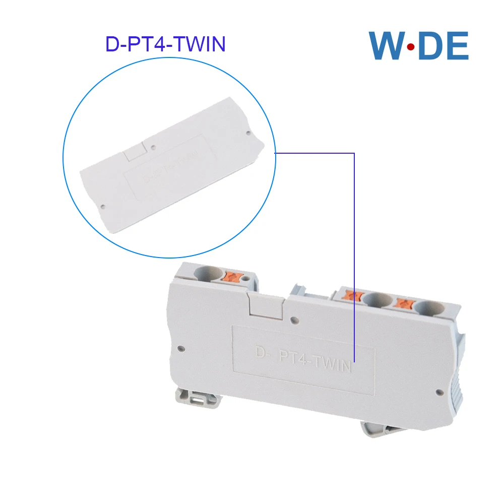 1 Piece D-PT4-TWIN End Cover For PT4-TWIN Din Rail Terminal Blocks End Cover Plate 77x29x2.2 Mm