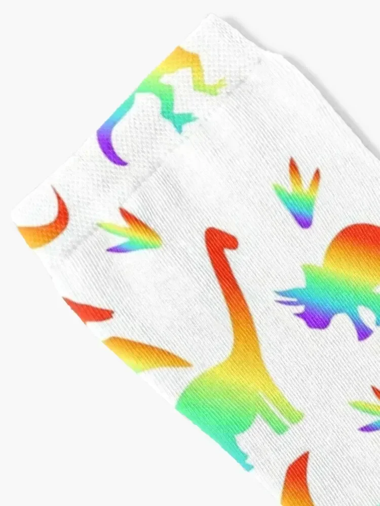 Dinosaur Pattern Rainbow - eeliseart Socks cute christmas gifts Crossfit Mens Socks Women's