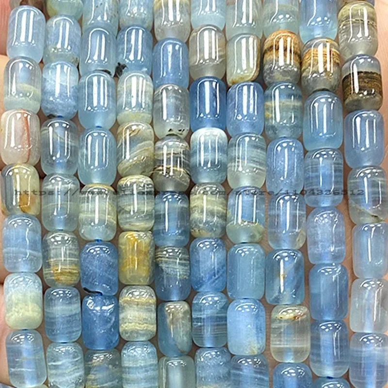 6x9MM Cylinder Blue Aquamarine Natural Stone Loose Spacer Beads for Jewelry Making DIY Earrings Bracelet Charms Accessories view 3