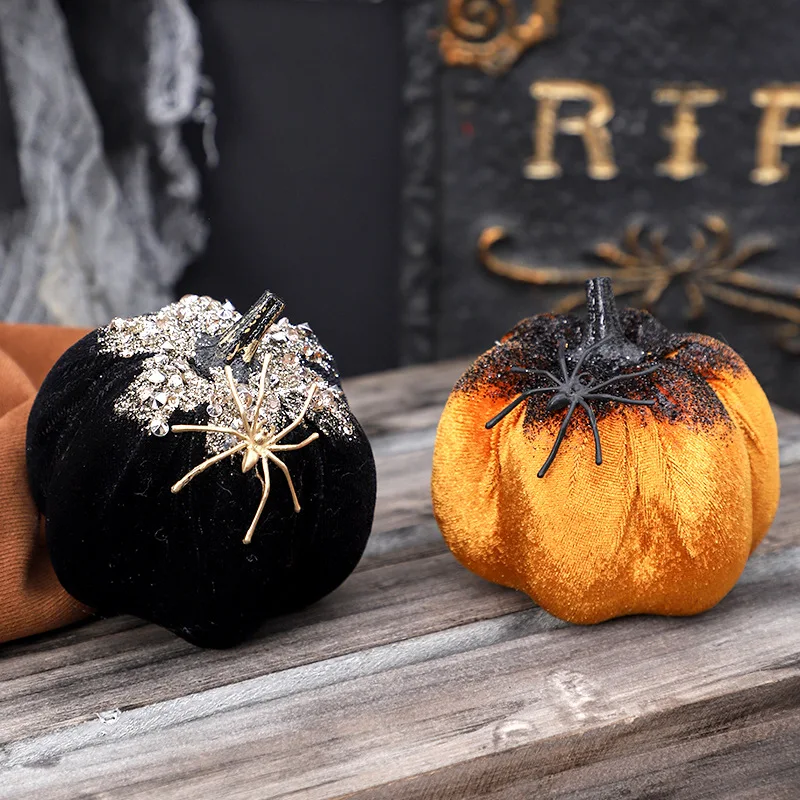 

Pumpkin Ornament Festive Atmosphere Decor Pumpkin Decoration with Spider for Halloween Table Centerpiece Rustic Harvest Pumpkins