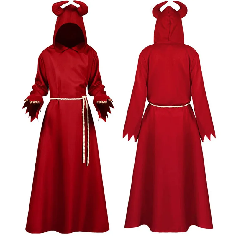 New adult death costume Halloween costume Satan cos costume Gothic hooded cloak party drama performance costume