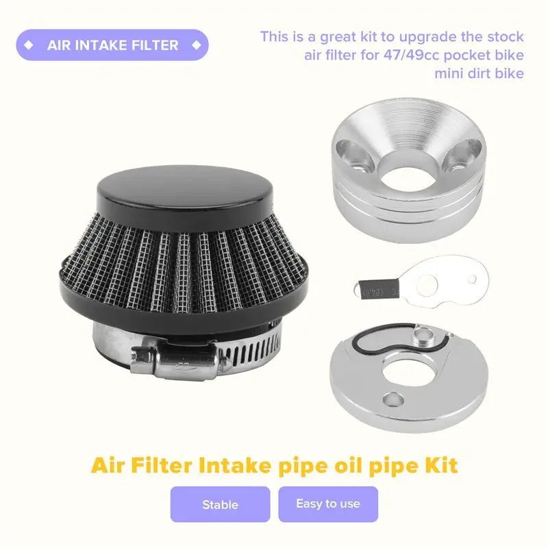 A30F-42MM Air Filter Intake Pipe Oil Pipe Kit For 47Cc 49Cc Super Pocket Bike Upgrade Kit Mini Dirt Bike Atv Quad Air Filter