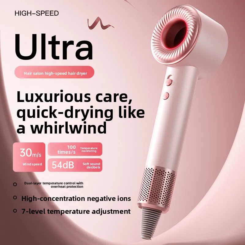High-speed bladeless hair dryer for home use with 110,000 rpm for drying, high power output, safe for hair, suitable for salons