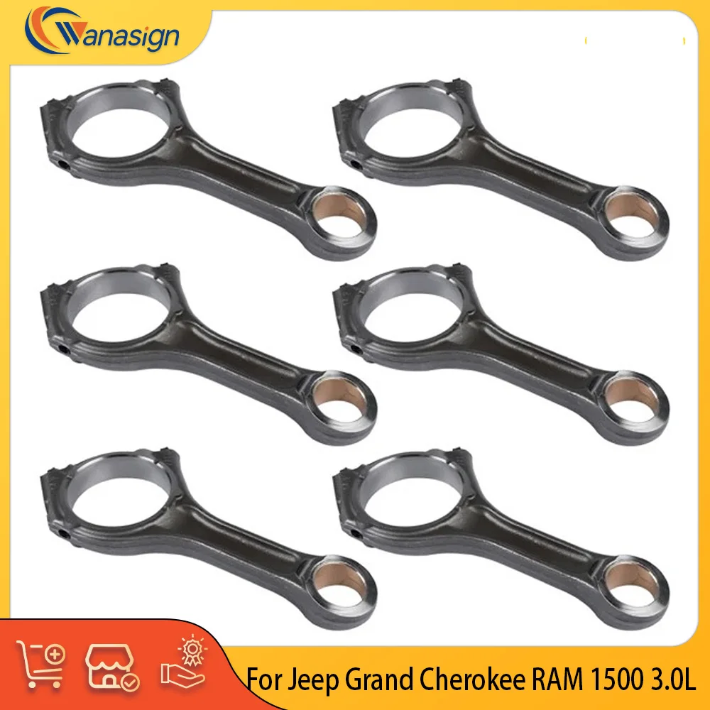 Connecting Rod Set for 3.0L V6 Diesel Engine Fit for Jeep Grand Cherokee Ram 1500 2014-2018 68147233AA Engine Parts