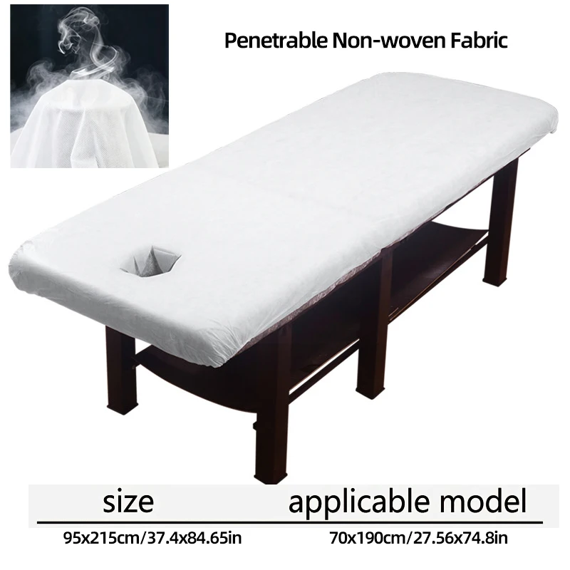50-Pack Disposable Massage Bed Sheets, Thickened Elastic Full-Cover Bed Covers, White Non-Woven Fabric Material, Suitable for Wellness Centers, Disposable Beauty Bed Covers, Beauty Salon Massage Bed Protective Pads, Clean and Hygienic, Easy to Change between Customers