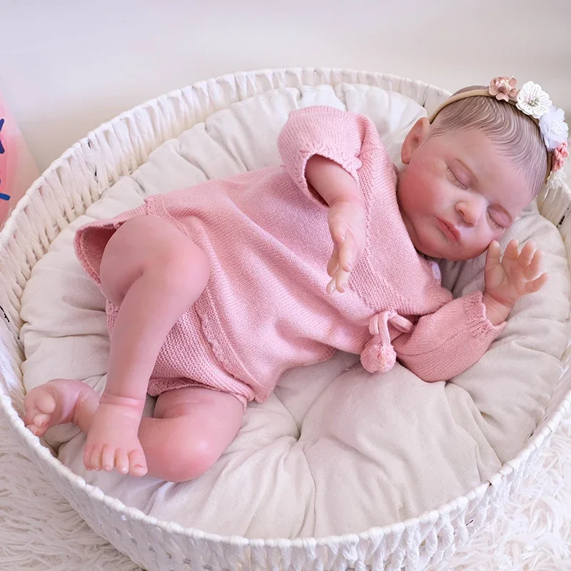 

48cm Reborn Dolls Laura Sleeping Baby Girl Lifelike 3D Skin Painted with Visible Veins Real Looking Baby Dolls Toys