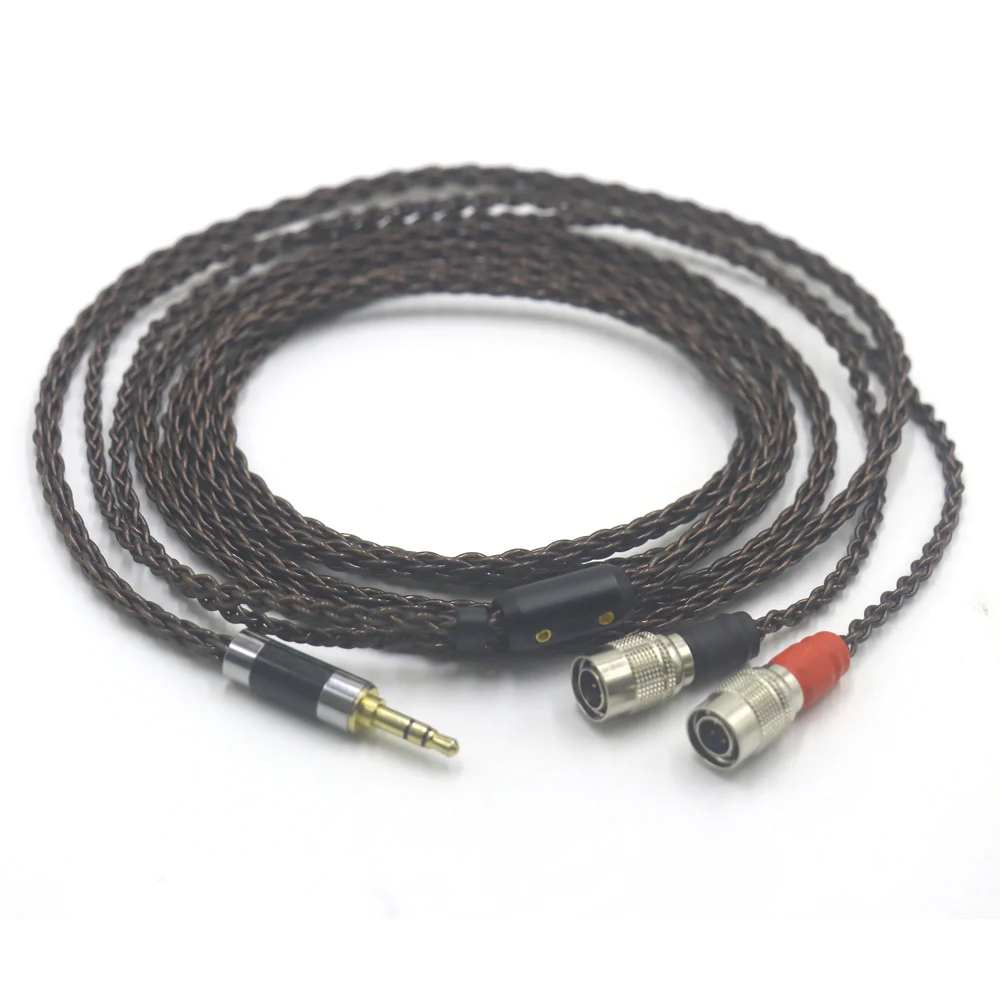 8 Cores Brown Copper OFC Balanced Earphone Cable For  Dan Clark Audio Mr Speakers Ether Alpha Dog Prime