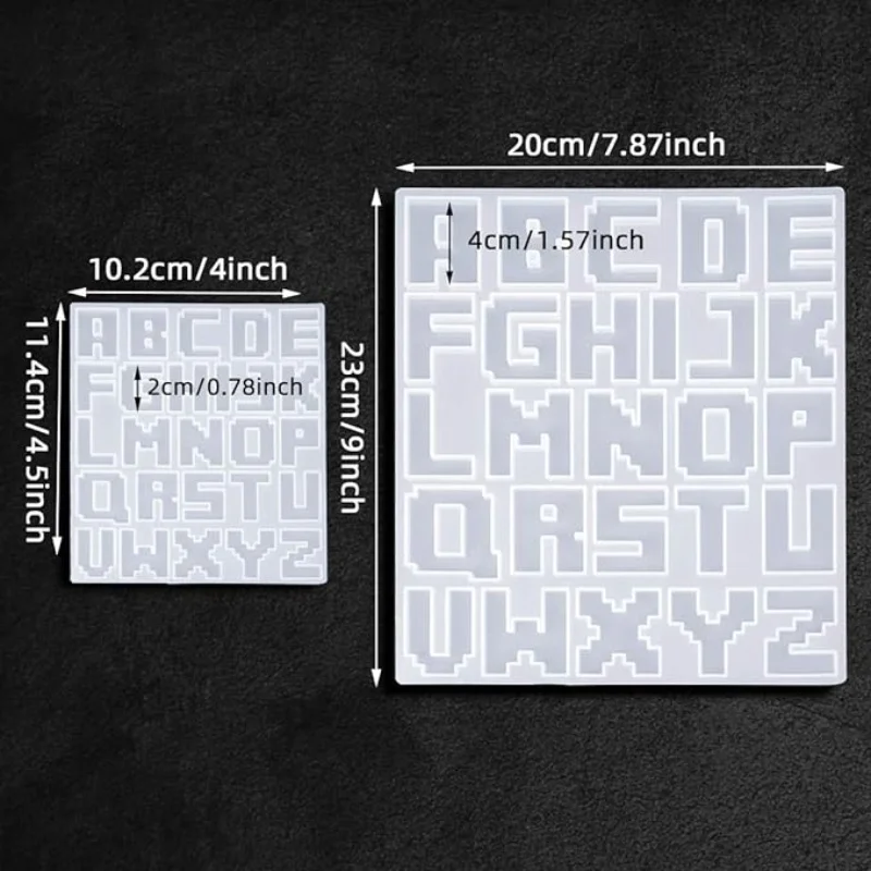 Diy Kristal Siliconen Epoxyhars Mal Hoofdletter Matrijs Spiegel Handgemaakte Hangende Pixel Letter Siliconen Mal
