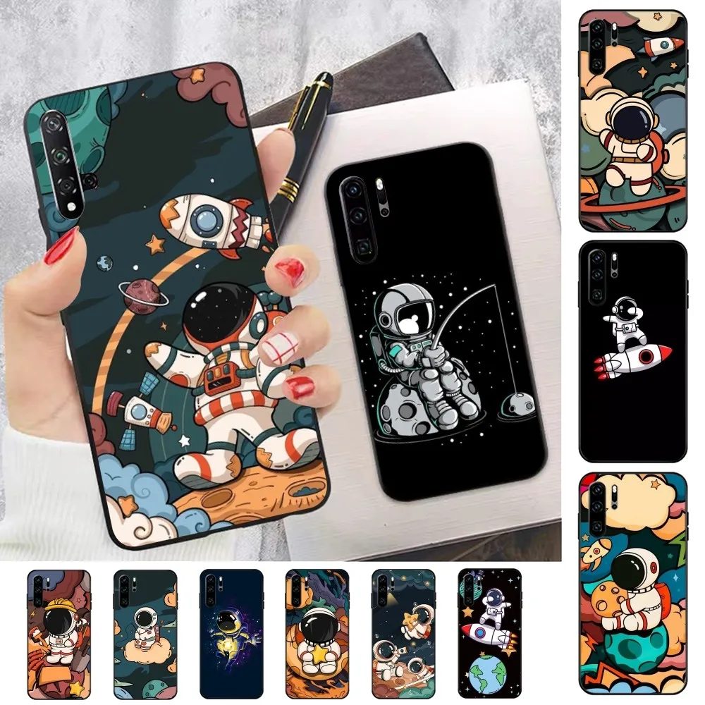 Cartoon Space Astronaut Phone Case For Huawei P 8 9 10 20 30 40 50 Pro Lite Psmart Honor 10 lite 70 Mate 20lite