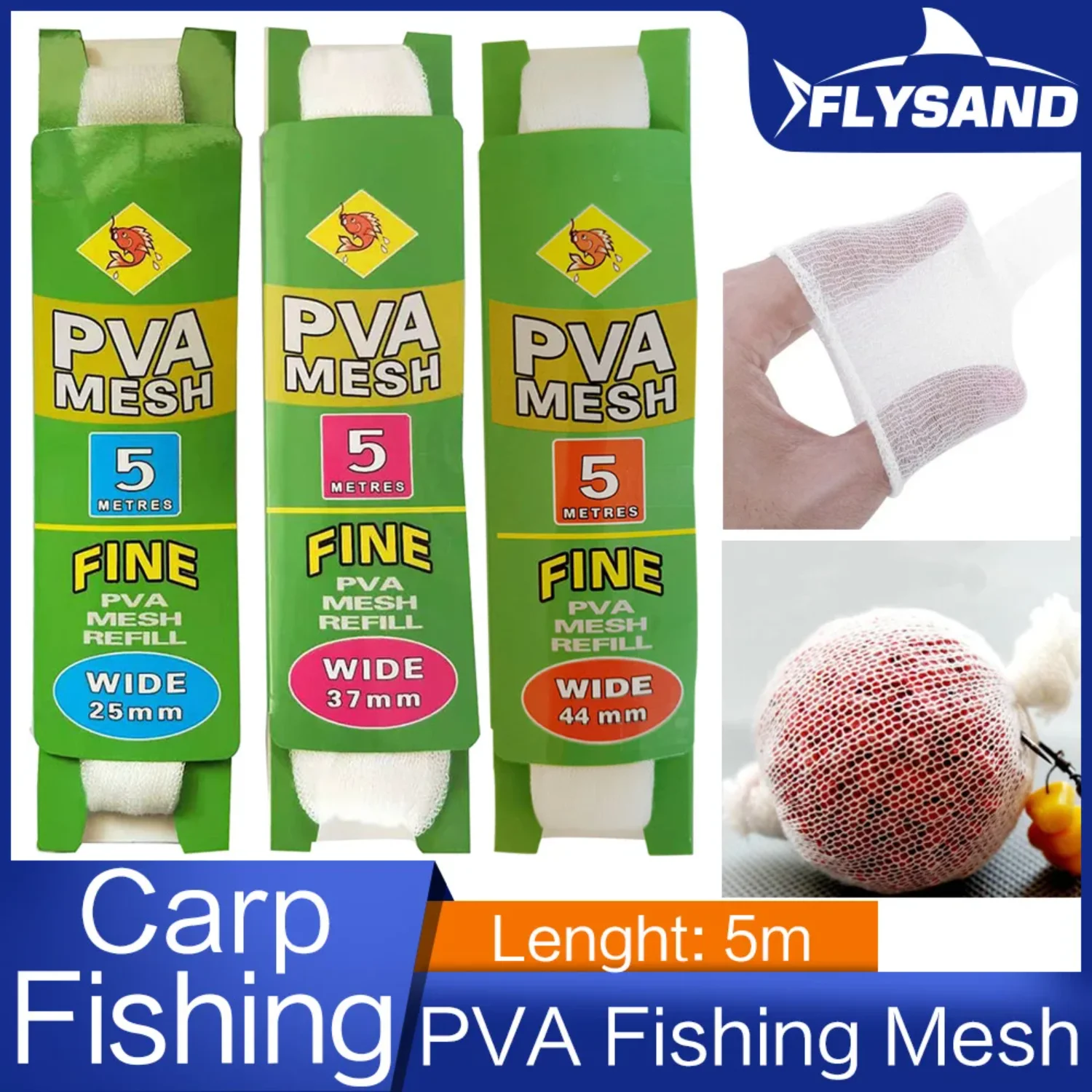 Soluble PVA Mesh Refill Carp Fishing Feeder Lures Refill Rig Hook Bait Wrap Bags 25/37/44mm PVA  Fishing Accessories