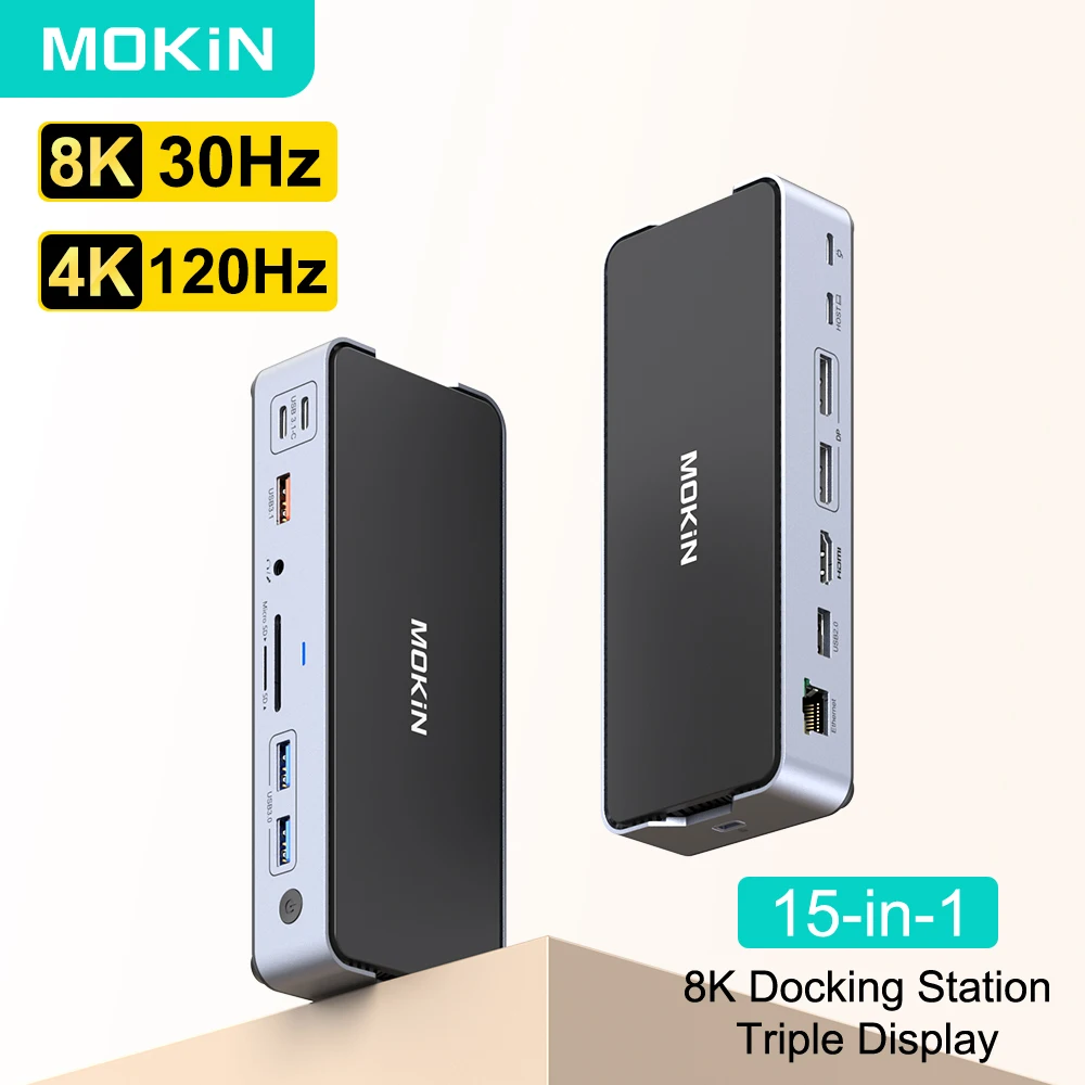 MOKiN 8K USB-C Hub Dock 15-in-1: Die ultimative Lösung für MacBook, Dell & Lenovo Nutzer