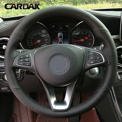 CARDAK Black Artificial Leather Steering Wheel Cover for Mercedes Benz W176 W246 W205 C117 C218 W447 Steering Wheel Trim Cover