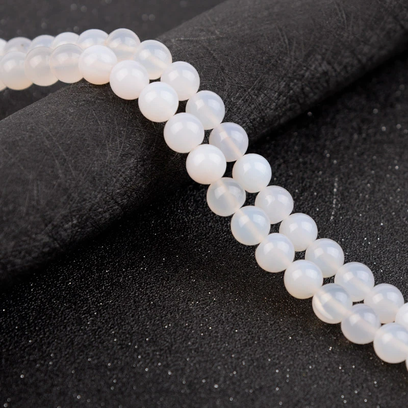 2/3/4/6/8/10mm Natural Stone Wholesale White Agate Stone For Diy Jewelry Bracelet Necklace Making 15”