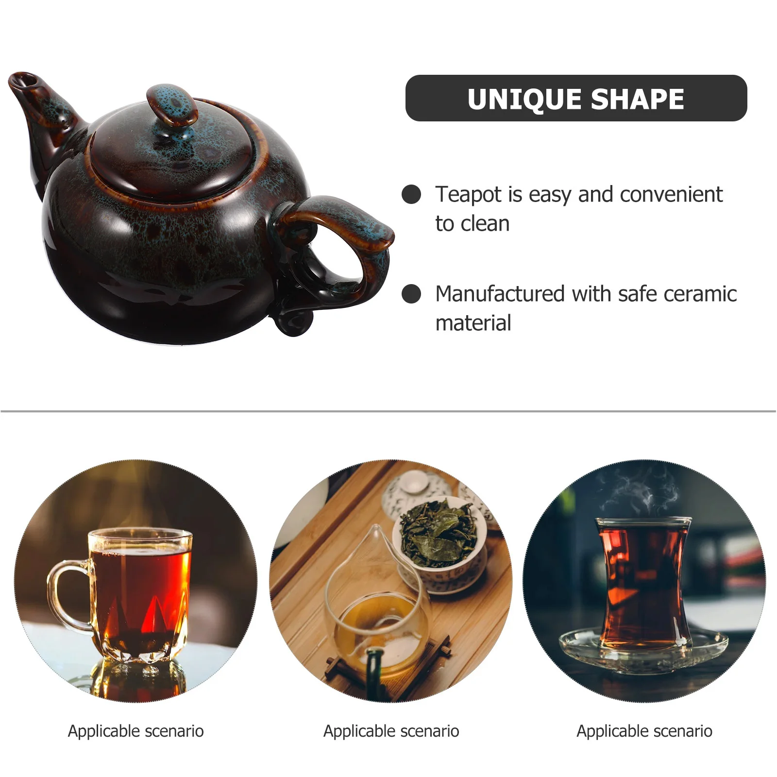 

Vintage Ceramic Side Handle Teapot Porcelain Tea Pot Easy Clean Traditional Chinese Tea Brewing Pot Household Kettle