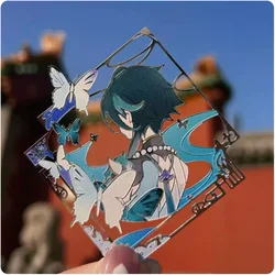 2024 Anime Genshin Impact Metal Bookmark Cartoon Figure Xiao Button Pendant Cultural and Creative Gift
