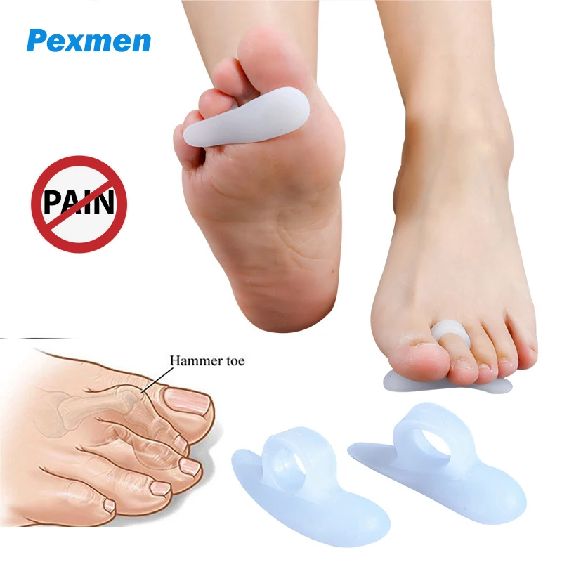 Pexmen 2/4/10Pcs Gel Hammer Toe Corrector Toe Cushions Hammertoe Support Pads for Curled Crooked Claw Mallet Toes Pain Relief