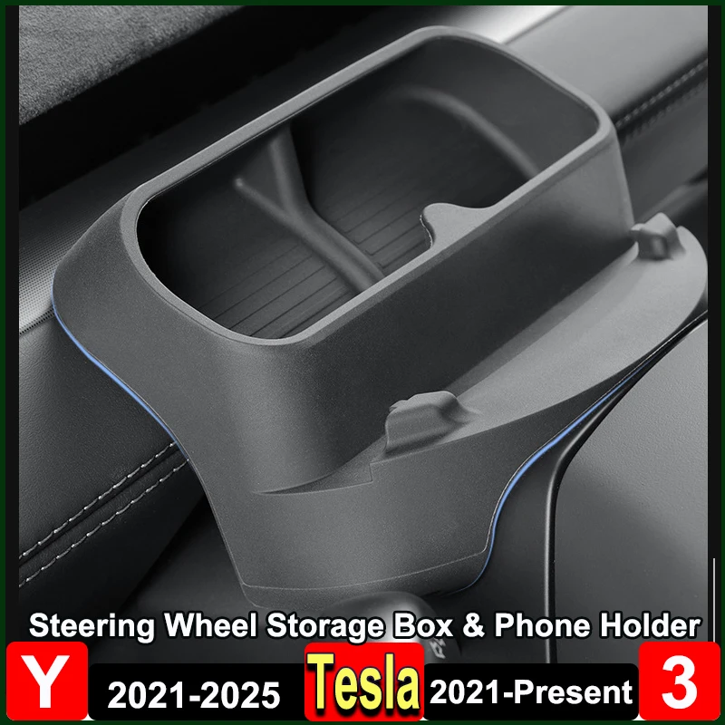 Für Tesla Model Y Juniper 2025, Lenkrad-Aufbewahrungsbox, Modell 3 Highland 2024, Brillenetui, GPS-Navigationskarte, Telefonhalter