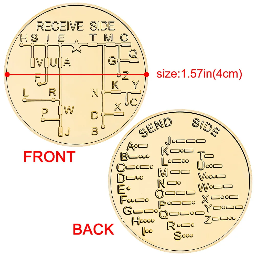 5PCS Morse Code Receive Side Decoder Challenge Coin Amateur Ham Commemorative Collectible Gift for Radio Enthusiasts