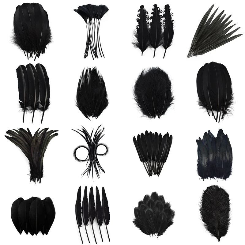 20 unids/unidad pluma de faisán negro pluma de avestruz Natural gallo ganso Plumas atrapasueños decoración accesorios de artesanía DIY