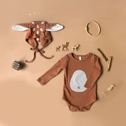 Baby Photo Costume Cosplay Jumpsuit Reindeer Ear Beanie Hat Newborn Photo Props OnePiece Long Sleeves Romper  Outfit