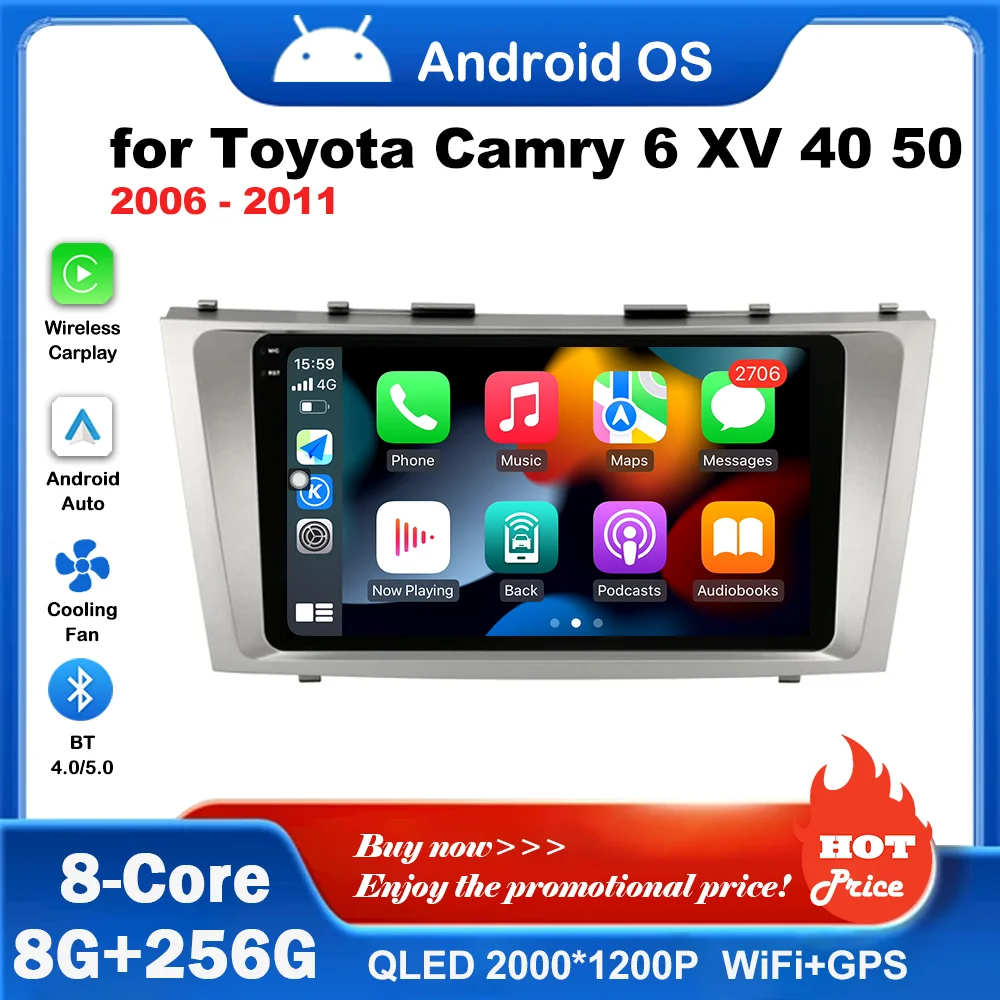 

WiFi+4G Touch Screen BT GPS Head Unit for Toyota Camry 6 XV 40 50 2006 - 2011 Android OS Car Video Multimedia Player DSP Stereo