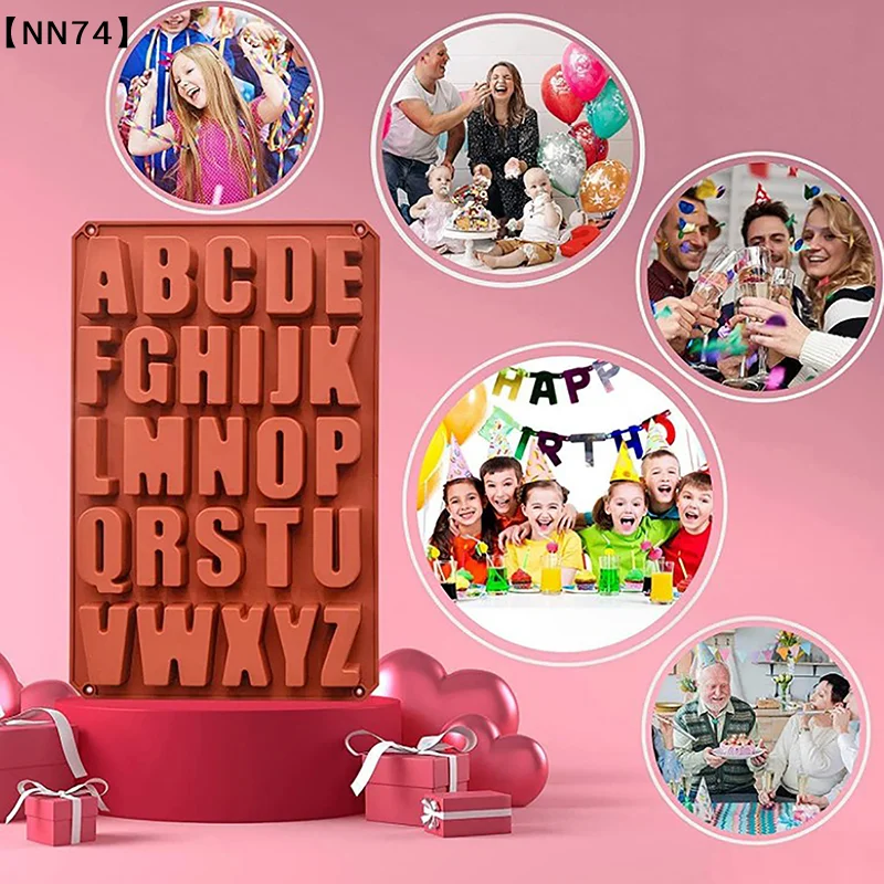 【NN74】1Pcs Silica Gel 26 Capital Letters Cake Mold 26 Hole Letters Chocolate Mold DIY Large Letters Rectangle[J]【W4】