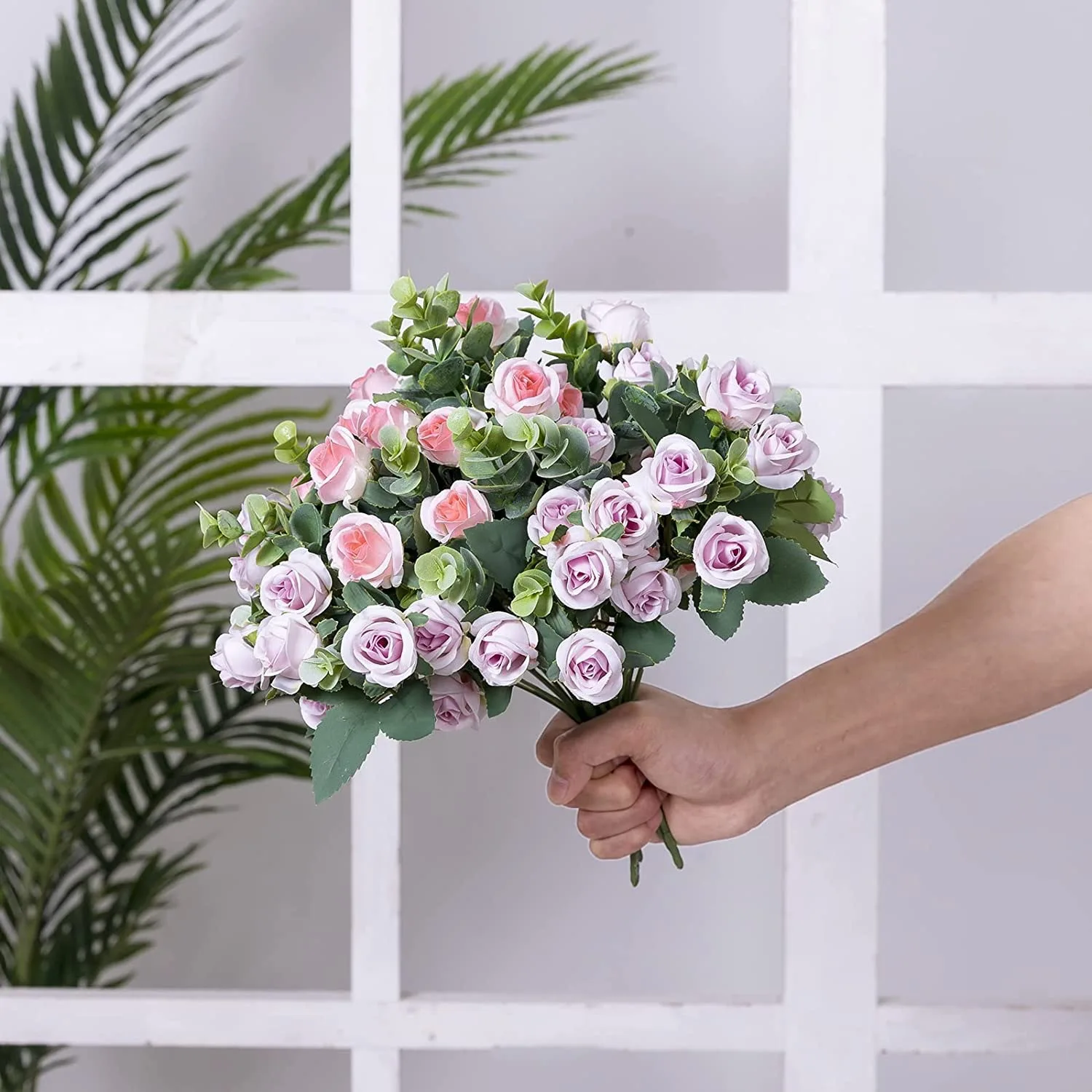 15 Köpfe Künstliche Seidenrosen Brautstrauß für Heim, Hochzeit, Blumenarrangement, Garten, Künstliche Blumen, DIY-Geschenk, Deko – Detail 26