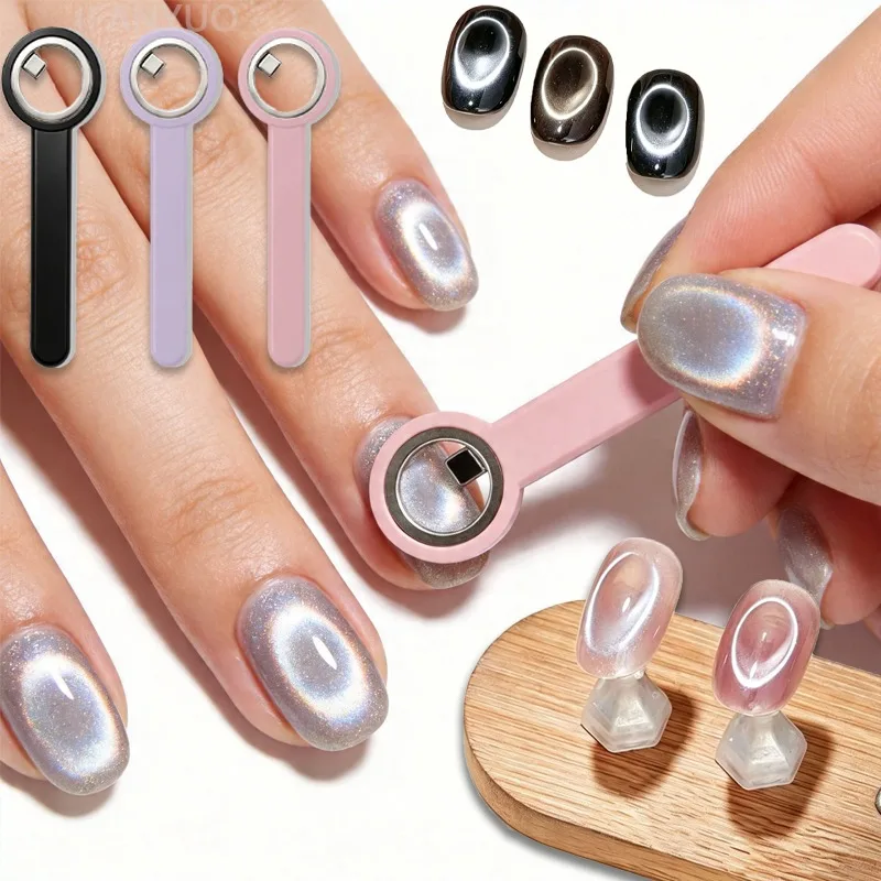 Anel Magnético Halo Cat Eye para Unhas, Ferramenta Magnética Redonda com Cabo para Esmalte UV Gel Cat Eye, Ferramentas de Manicure DIY