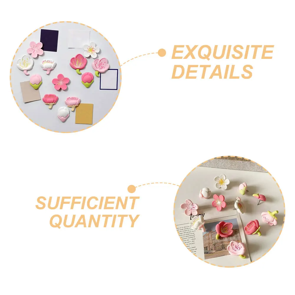 24 шт., настенные кнопки для фотографий, 3D смола, цветок вишни, кнопки для большого пальца, декоративные кнопки для пробковой доски, доска объявлений, офисный стол