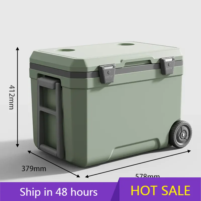 

POWER LEAP45L Portable Wheeled Cooler Box Waterproof Outdoor Camping Incubator Fresh-keeping Refrigerator PP Material Food Stora