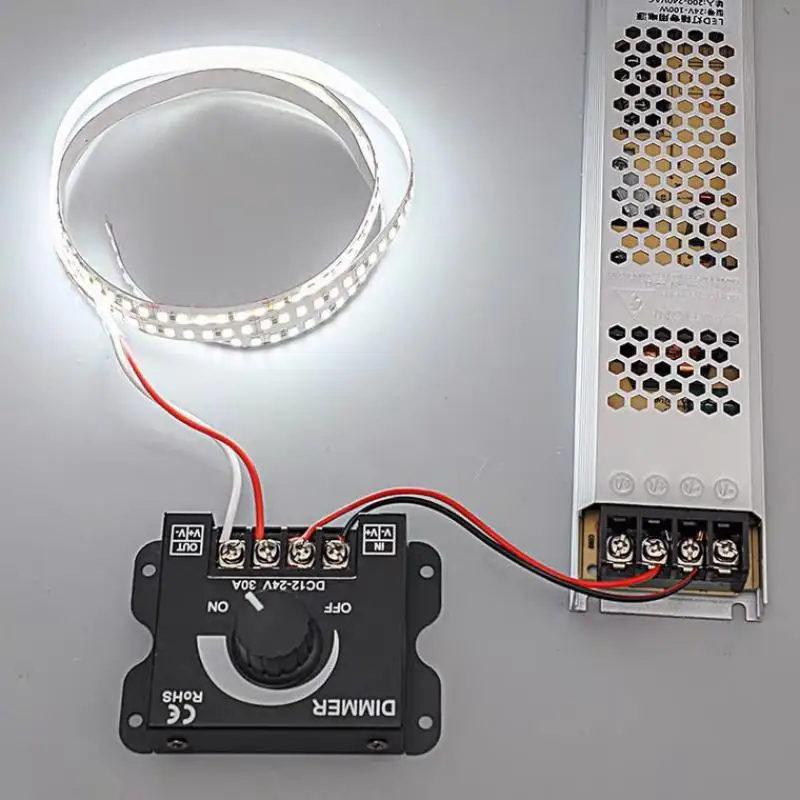LED Metal Brass LED Dimmer Switch Brightness Adjustable Controller For Car RV Single Color LED Strip Light LED Dimming 1PC