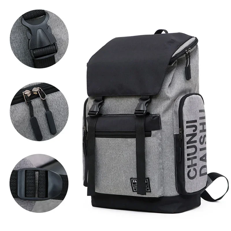 

Mens Large Capacity Backpack 2025 Nylon Travel Business Computer Bag Black Anti-Theft Multi-Pocket Bookbag