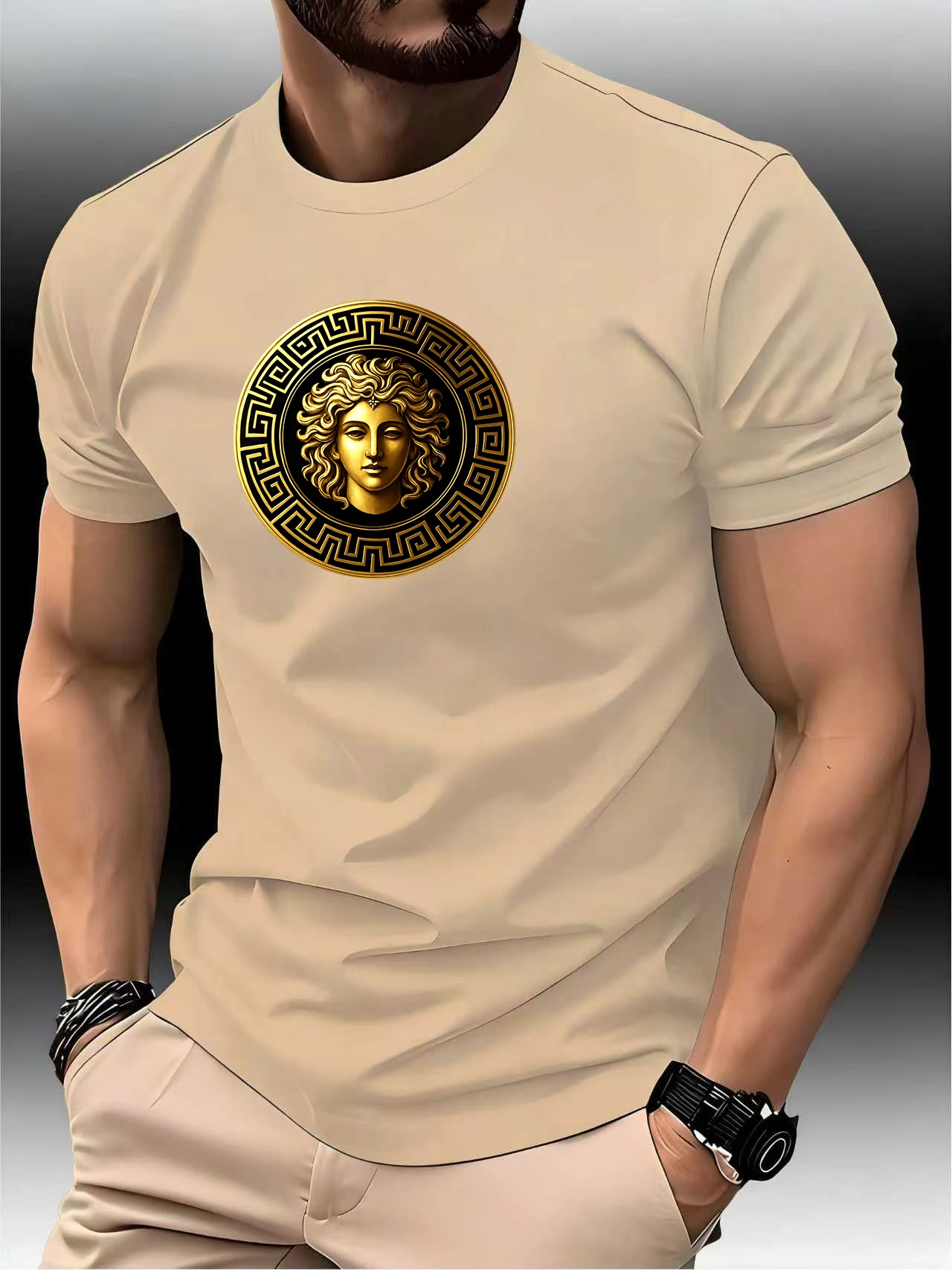 Round Neck Running Tshirt Men Thin Top Art Printing Quick Dry Short Sleeve Breathable Fitness Sports T-shirt Wear for all Season image 4