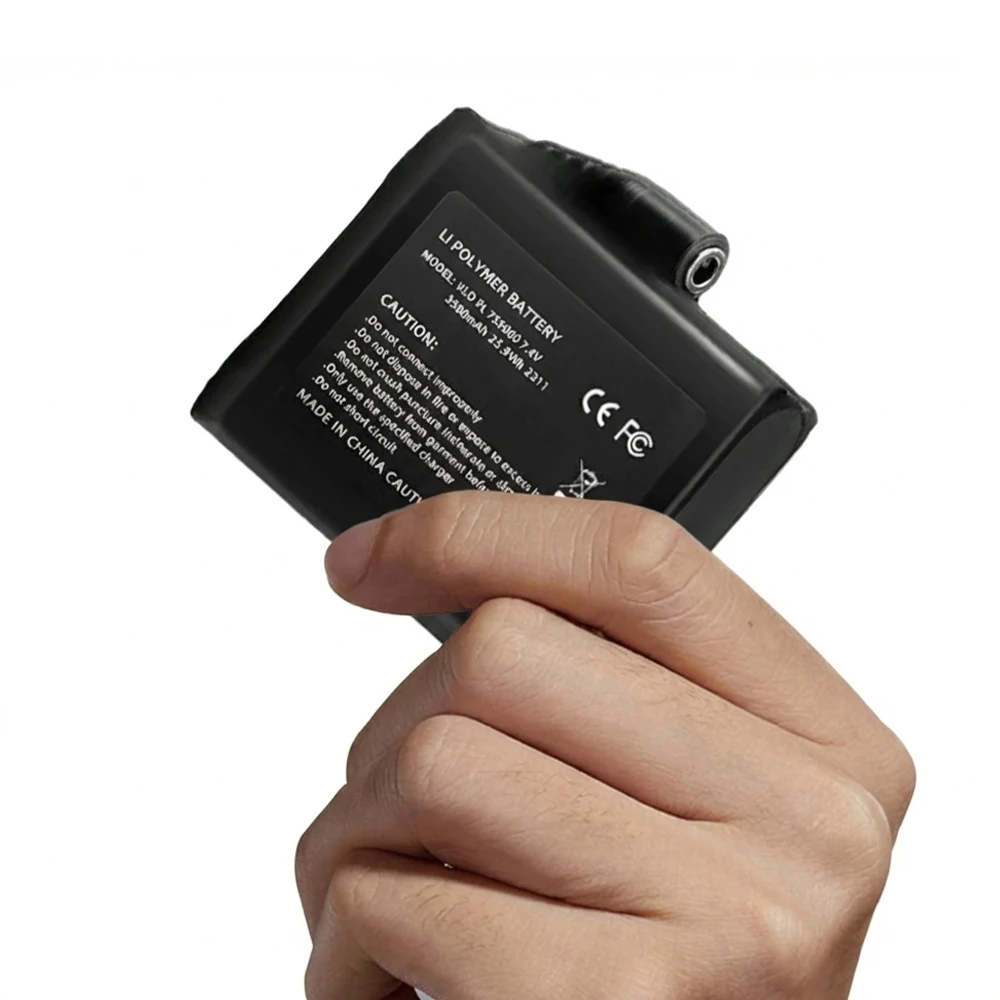 2PCS 7.4V 3500mAh Li-Po Batteries for Heated Gloves Socks Hats Jacks with DC Jack,  Temp/Short/Overcharge Protection Battery