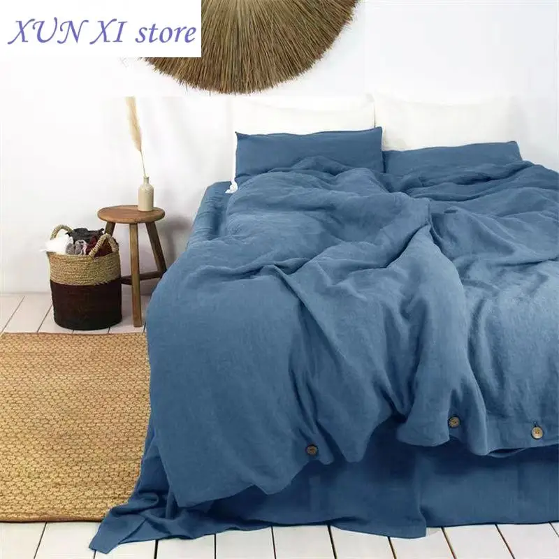 New French Linen Natural Duvet Cover Soft Comfortable Quilt Comforter Cover Queen Durable Healthy Home Textiles Bedding