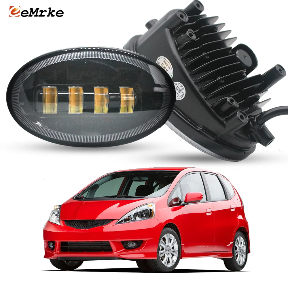 

Pair White + Yellow Led Fog Light 40W Lens DRL Daytime Running Head Lamp for Honda Fit Sport North America GE 2009 2010 2011