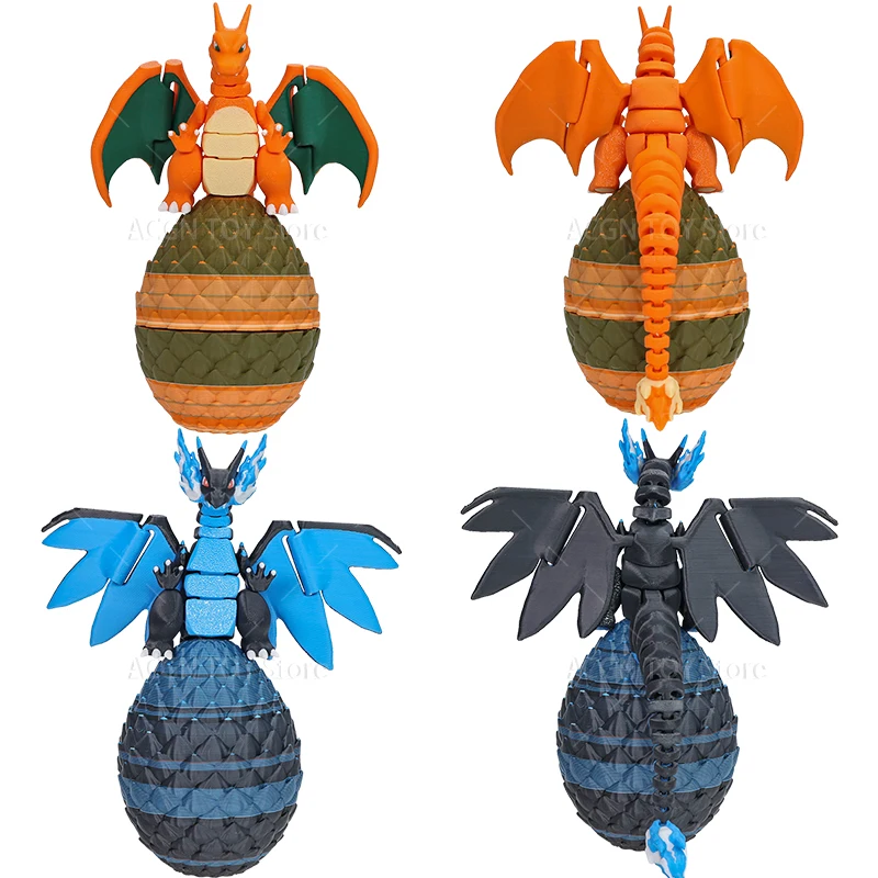 

3D Printed Mega Charizard X Charizard and Dragon Egg Anime Figure Action Figure Model Gifts Toys