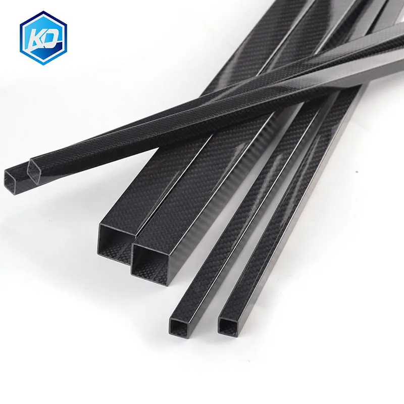 2Pcs 500mm Long Spray Paint A Grade 3K Full Carbon Fiber Square Tube Plain Weave Twill Bright Surface OD: 8 10 12 14 15 16 18MM