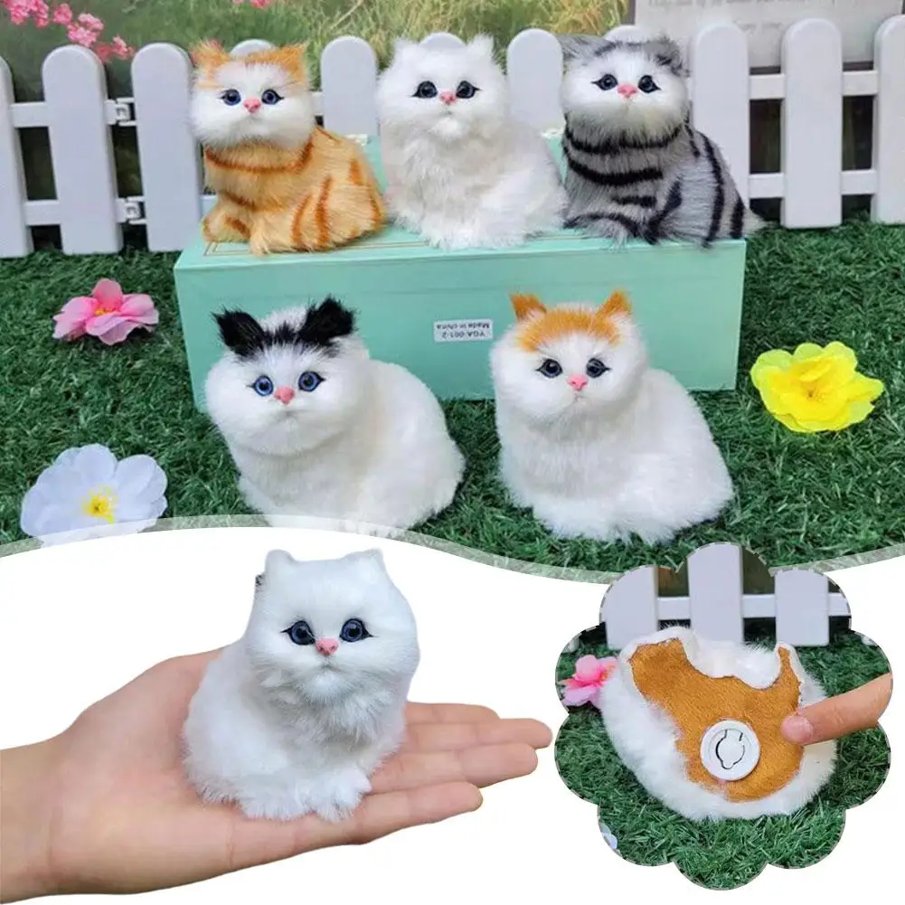 Mini simpatico peluche artificiale creativo panno Pad bambini gatto gatti ornamenti suono regalo con falso compleanno peluche gatti Simulati P7X3