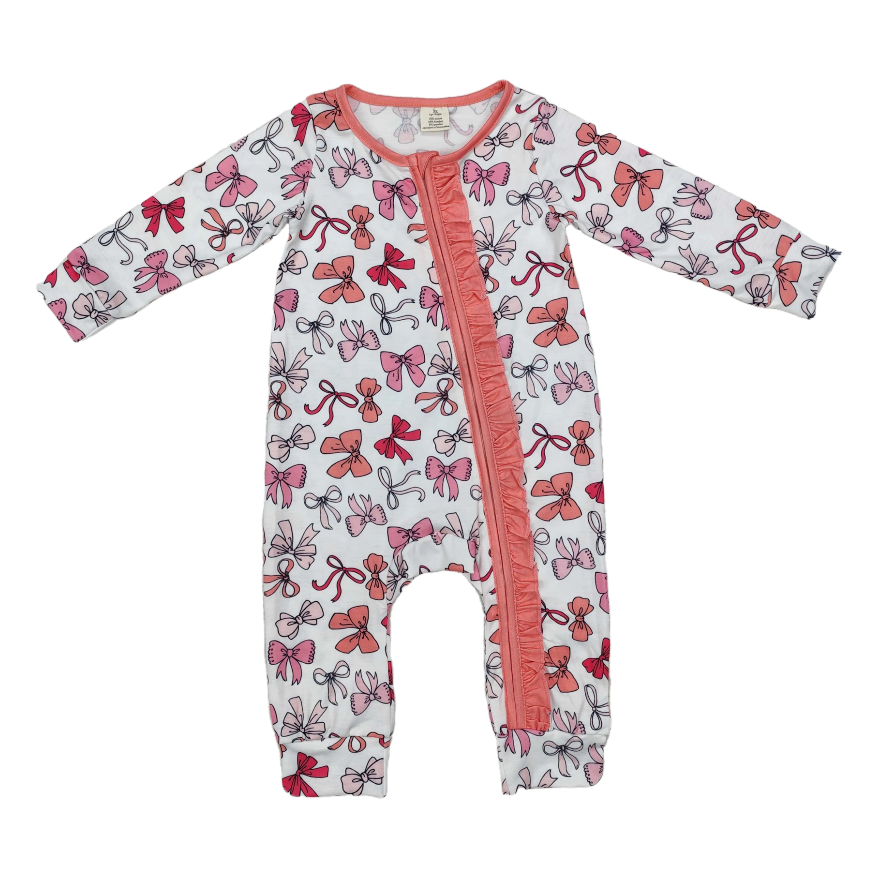 

Комбинезон для новорожденных, детский комбинезон на молнии с рюшами для маленьких девочек, детский комбинезон с длинными рукавами, рождественский цельный комбинезон для малышей, оптовая продажа