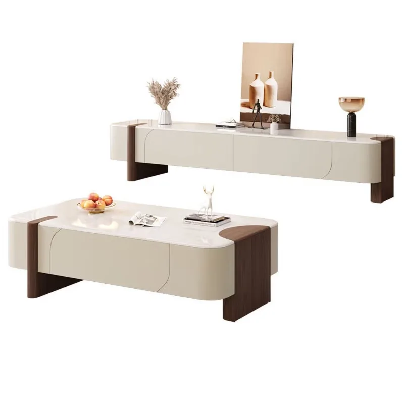 

Slate microcrystalline stone coffee table TV cabinet combination