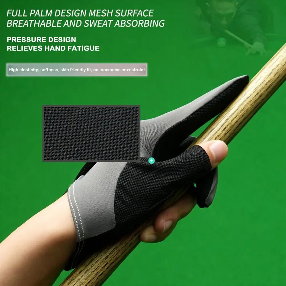 1 قطعة 3 أصابع تظهر قفازات البلياردو المضادة للانزلاق تنفس قفازات حمام السباحة مقاومة للاهتراء السنوكر جديلة الرياضة قفاز لليد اليسرى
