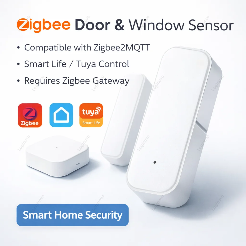 

Датчик открытия двери/окна Tuya Zigbee (1/2/4/6 шт.) для систем безопасности, магнитный сигнализатор проникновения для Z2M, Alexa, Google Home Automation