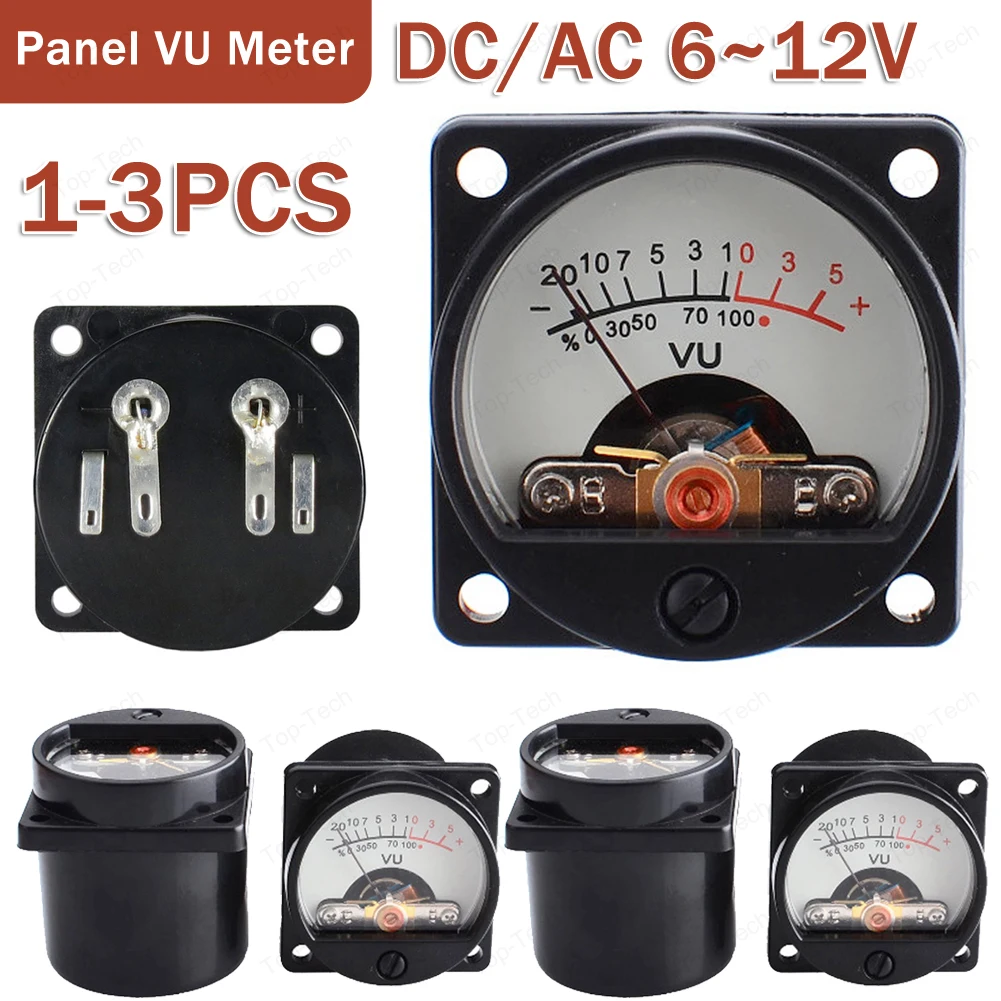 

500μA Level Meter 6V-12V Panel VU Meter Warm Back Light Recording VU Panel Meter VU Meter Audio Level Amp Meter 1-3PCS