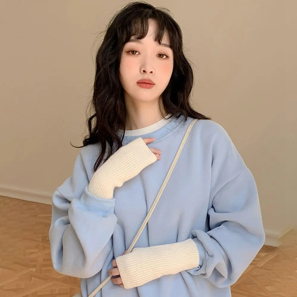 دافئ بسيط الرجال مطاطا أصابع القفازات الخريف والشتاء محبوك القفازات الإناث قفازات زائد قفازات نصف اصبع المخملية