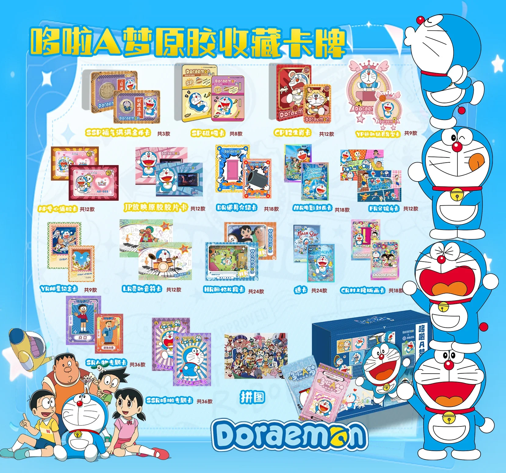 Nieuwe Doraemon Kaarten Tinker Bell Robot Katten Blauw Vet Mensen Cp Zeldzame Collector 'S Kaarten Anime Randapparatuur Kids Speelgoed Kerstcadeau