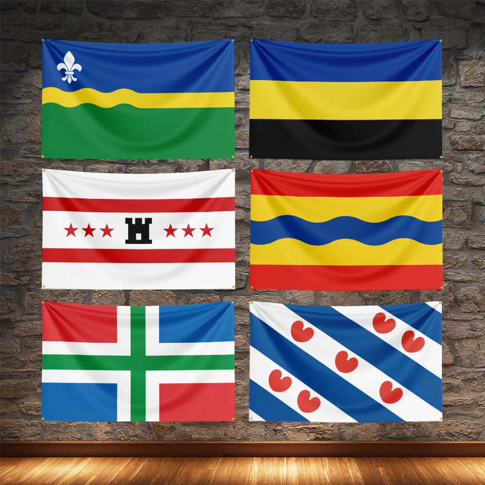 Impresión de un solo lado de la bandera Frisian de Flevoland Gelderland Drenthe Overijssel Groningen