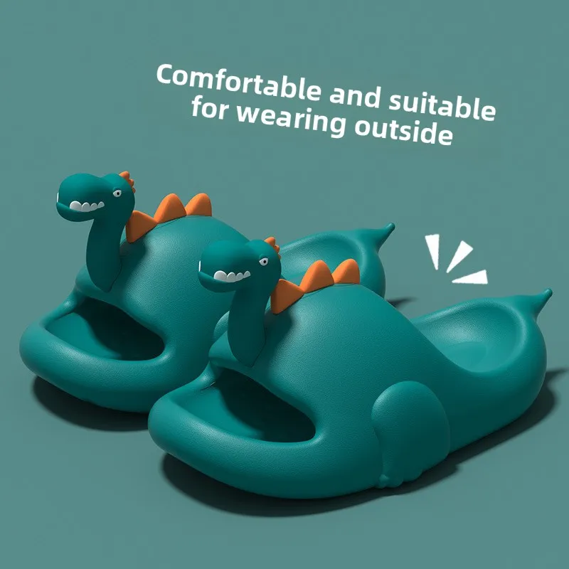 Dinosaur Slippers Kids Boys Girls Shoes Cartoon Cute Platform Cloud Flip Flops Summer Beach Non Slip Indoor Soft Sandal Slippers
